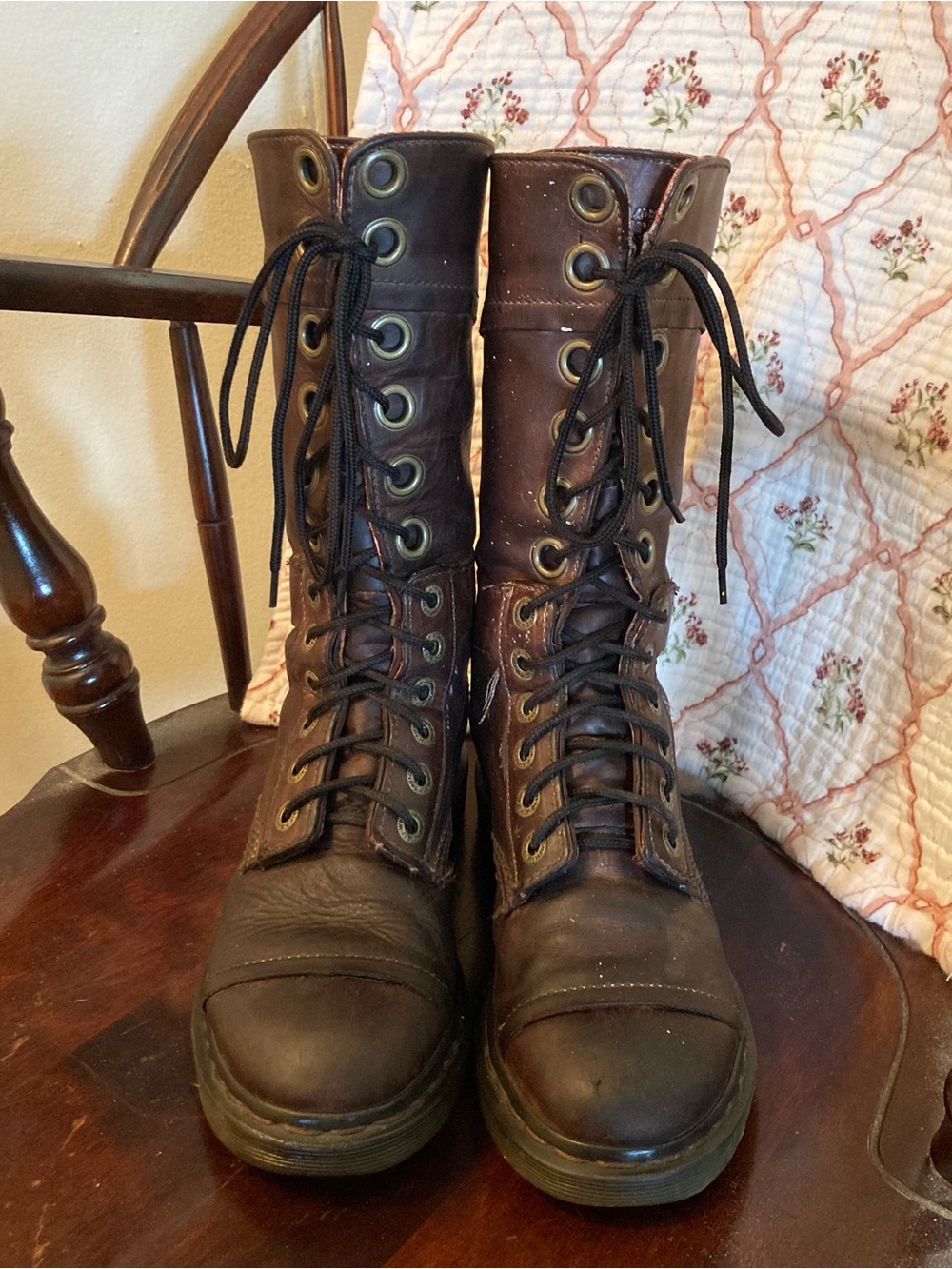 Dr Martens Brown Triumph Mid-Calf Lace-Up Boots - Picture 2 of 15